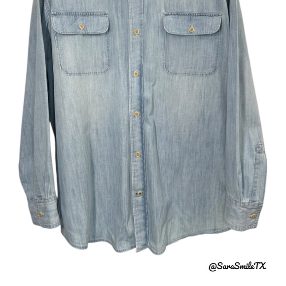 ST. JOHN’S BAY Classic Fit Authentic Indigo Long Sleeve Button Down Denim Shirt - Picture 6 of 10